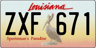 LA license plate ZXF671