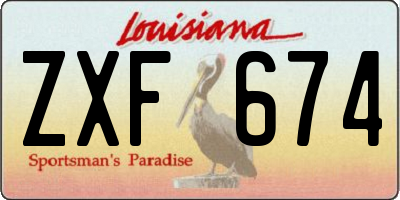 LA license plate ZXF674