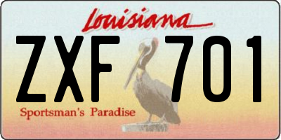 LA license plate ZXF701