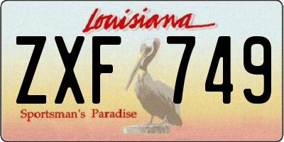 LA license plate ZXF749