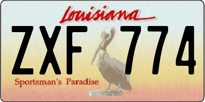 LA license plate ZXF774