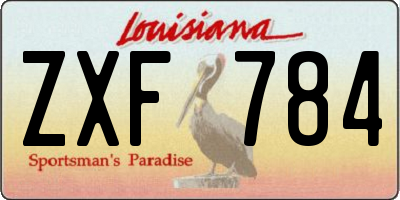 LA license plate ZXF784