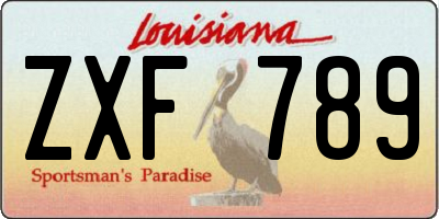 LA license plate ZXF789