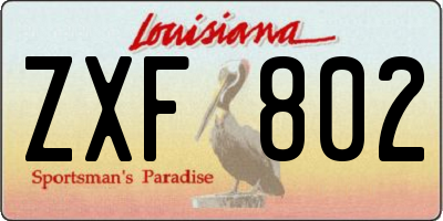 LA license plate ZXF802