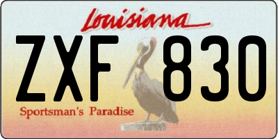 LA license plate ZXF830
