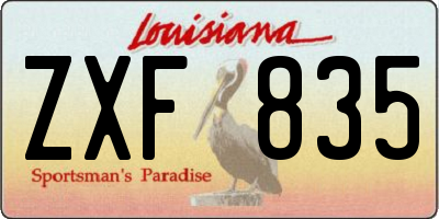 LA license plate ZXF835