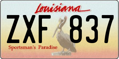 LA license plate ZXF837