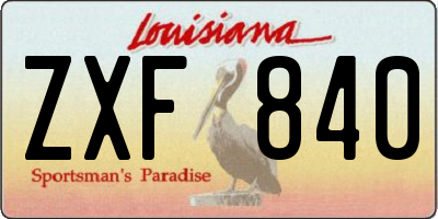 LA license plate ZXF840