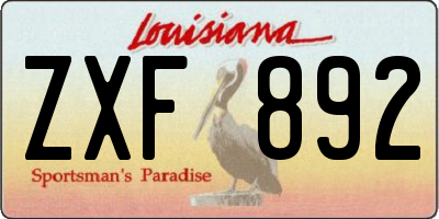 LA license plate ZXF892