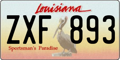 LA license plate ZXF893