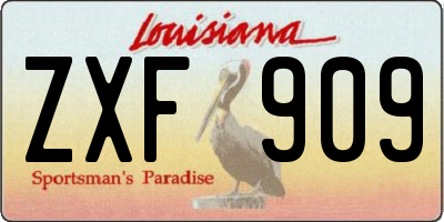 LA license plate ZXF909