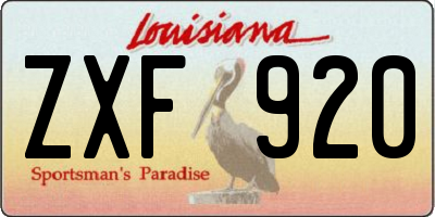 LA license plate ZXF920