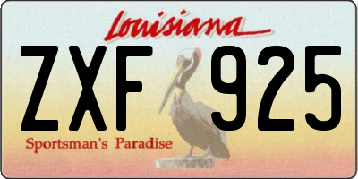 LA license plate ZXF925