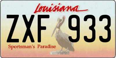 LA license plate ZXF933