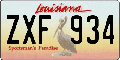 LA license plate ZXF934