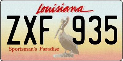 LA license plate ZXF935