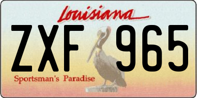 LA license plate ZXF965