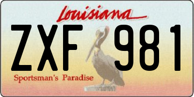 LA license plate ZXF981