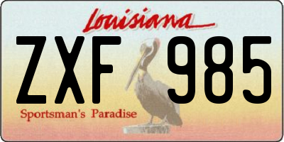 LA license plate ZXF985