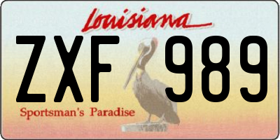 LA license plate ZXF989