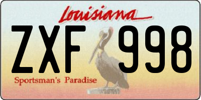 LA license plate ZXF998