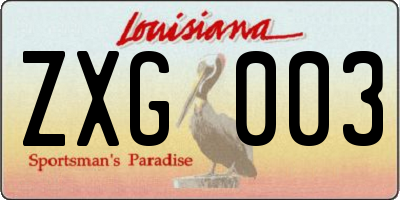 LA license plate ZXG003