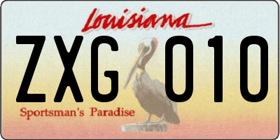 LA license plate ZXG010