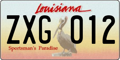 LA license plate ZXG012