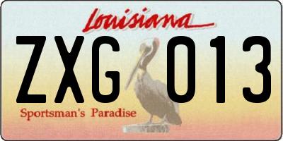 LA license plate ZXG013