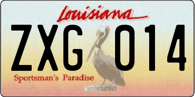 LA license plate ZXG014