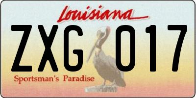 LA license plate ZXG017