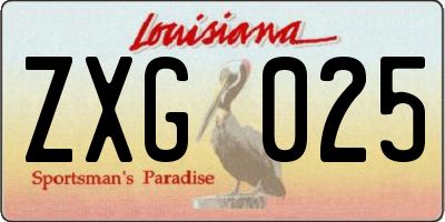 LA license plate ZXG025