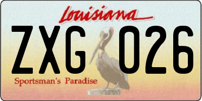 LA license plate ZXG026