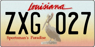 LA license plate ZXG027