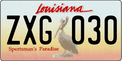 LA license plate ZXG030