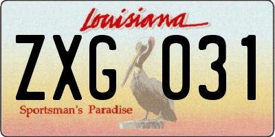 LA license plate ZXG031