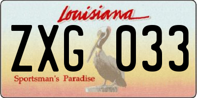 LA license plate ZXG033