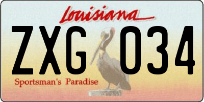 LA license plate ZXG034