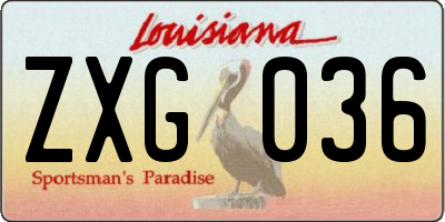 LA license plate ZXG036