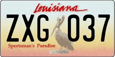 LA license plate ZXG037