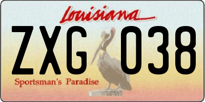 LA license plate ZXG038