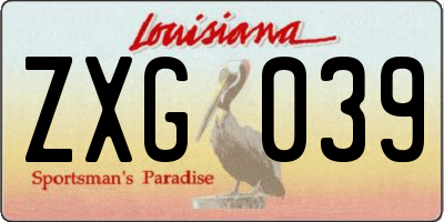 LA license plate ZXG039