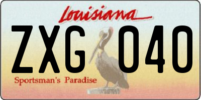 LA license plate ZXG040