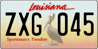 LA license plate ZXG045