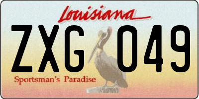 LA license plate ZXG049