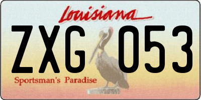 LA license plate ZXG053