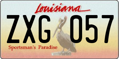 LA license plate ZXG057