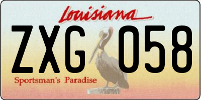 LA license plate ZXG058