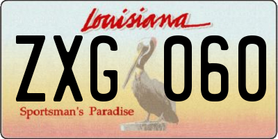 LA license plate ZXG060