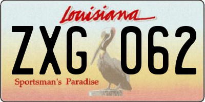 LA license plate ZXG062